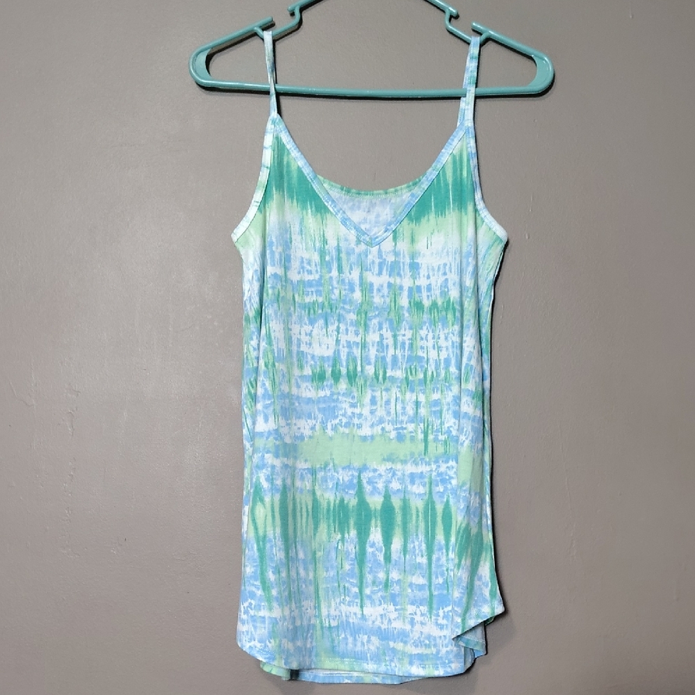 Zenana Blue/Green Tie Dye Tank Top Size S